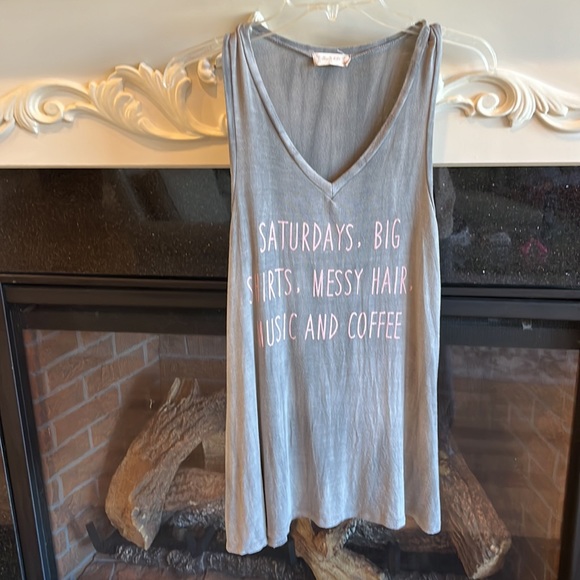 Altard State Graphic Tank Mineral Wash Top Gray Flowy Womens Small Messy Loose - Picture 1 of 5